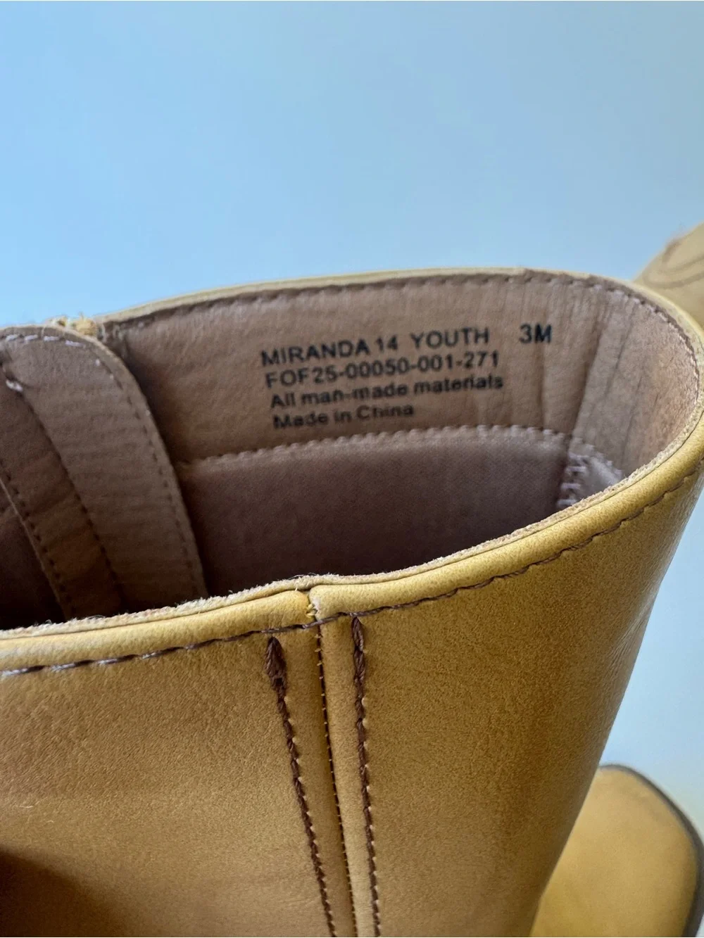 Frye and Co Miranda 14 Tan Faux Leather Mid-Calf Girl’s Boots size 3